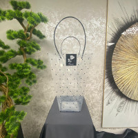 Lüks Şeffaf Puantiyeli Plastik Çanta 42 cm - 23018 -